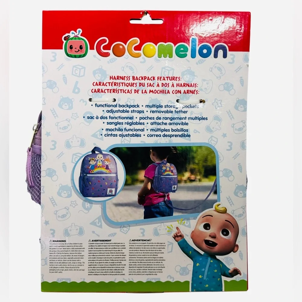 CoComelon Backpack with Safety Leash,Anti-lost Children Toddler Backpack Lilac